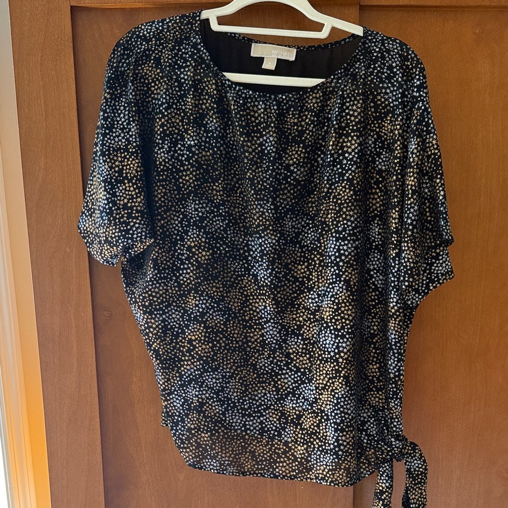 Michael Kors Black and Gold Polka Dot Blouse